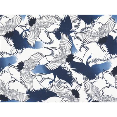 Tissu Viscose Grues Bleu