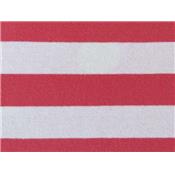 Tissu Jersey Coton / Elasthanne Rayé Blanc / Corail