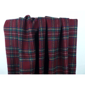 Tissu Lainage Double Face Tartan / Uni Bordeaux 
