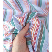 Tissu Popeline 100 % Coton Rayures Multi-Co
