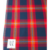Tissu Sergé 100 % Coton Bio TARTAN Marine / Orange