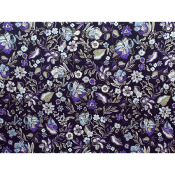 Tissu Crepe Viscose Fleurs Retro Violettes