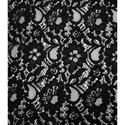 Tissu Dentelle Florale Noir