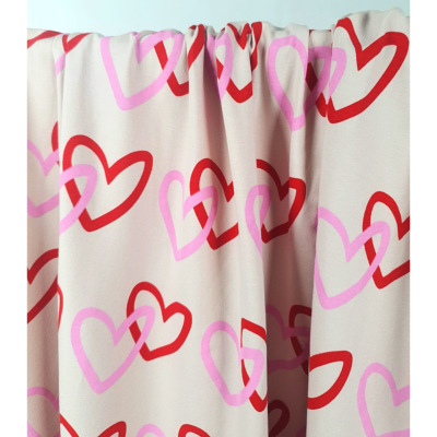 Tissu Maille Jersey Coton / Elasthanne Two Hearts