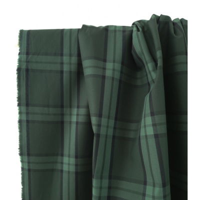 Tissu Popeline 100 % Coton TARTAN Vert & Noir