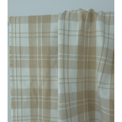Tissu Sergé 100 % Coton Bio TARTAN Beige / Ecru