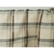 Tissu Sergé Poly / Coton Effet Lin Carreaux Beige / Choco
