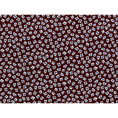 Tissu Sergé Viscose Bordeaux Fleurette Bleu