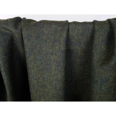 Coupon Sergé 100 % Laine Vert / Choco Chiné 50 cm x 154 cm