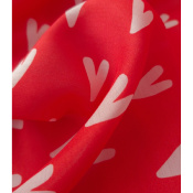Tissu Taffetas Léger Viscose & Soie Graphic Heart Rouge / Ecru