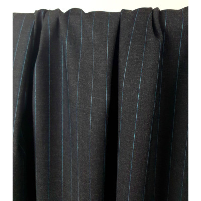 Tissu Tailleur Mélange Laine Rayures TENNIS Anthracite / Céladon