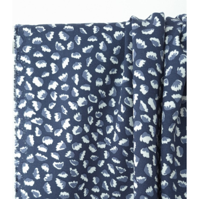 Tissu Twill de Viscose Abstract Flower Bleu Ardoise