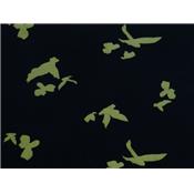 Tissu Molleton Noir Imprimé Oiseaux Abstraits