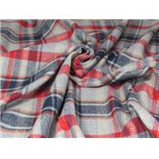 Tissu Lainage TARTAN Gris / Rouge