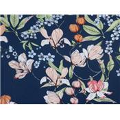 Tissu Crepe Lourd Fleurs Marine