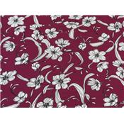 Tissu Viscose Crepe Bordeaux Imprimé Fleurs