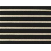 Tissu Jersey Rayé Noir / Beige Envers Gratté