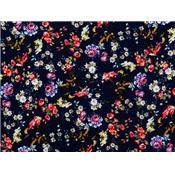 Tissu Jersey Viscose / Elasthanne Floral Marine