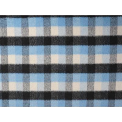 Tissu Lainage Carreaux Grattés Bleu Ciel / Ecru / Noir