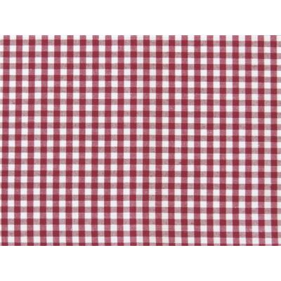 Tissu Poly-Coton Vichy Bordeaux / Blanc