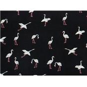 Tissu Satin Imprimé Flamant Rose