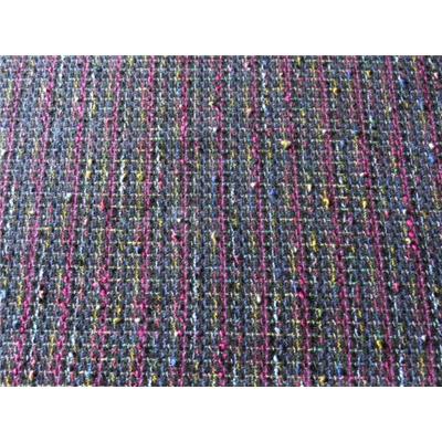 Tissu Tweed Gris Fils et Nopés Multicolores, Lurex Argent
