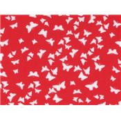 Tissu Voile de Viscose Rouge Imprim Papillons