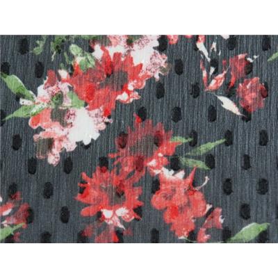 Coupon Voile Plumetis Imprimé Fleurs 100 cm x 140 cm