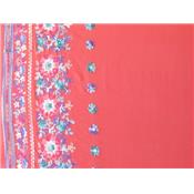 Tissu Voile de Viscose Corail Broderie Fleur Plac sur la Laize