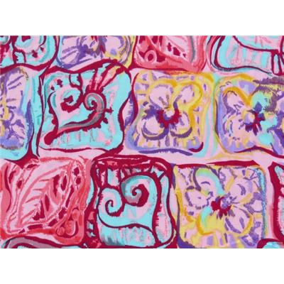 Tissu Voile de Viscose Imprimé Coeur et Fleur