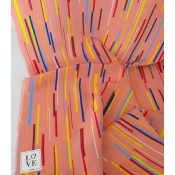 Tissu Crepe de Chine 100 % Soie Graphic LINES Rose