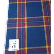 Tissu Flanelle 100 % Coton TARTAN Bleu Jeans