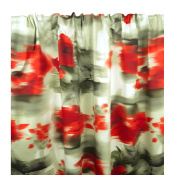 Tissu Satin de Coton Abstract Flowers Rouge