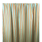 Tissu Satin de Coton Rayé Aqua / Orange
