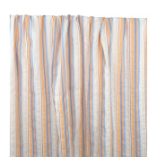 Tissu Taffetas Rayé & Brodé Orange / Bleu