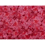 Coupon Double Gaze Fleurs Ethniques Rose / Rouge 60 cm x 140 cm