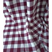Tissu Flanelle 100 % Viscose Maxi Vichy Bordeaux & Ecru