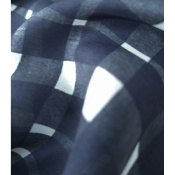 Tissu Taffetas Léger Viscose & Soie Graphic Checks Marine / Ecru