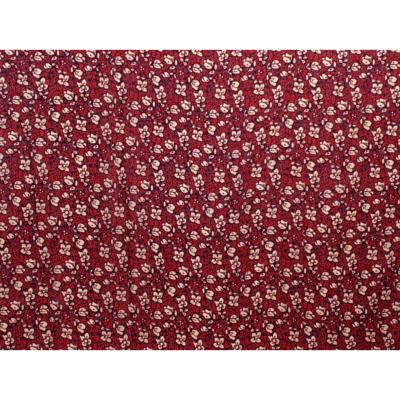 Tissu Voile Viscose / Soie Fleuri Rouge 