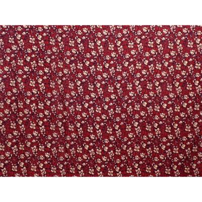 Tissu Voile Viscose / Soie Fleuri Rouge 