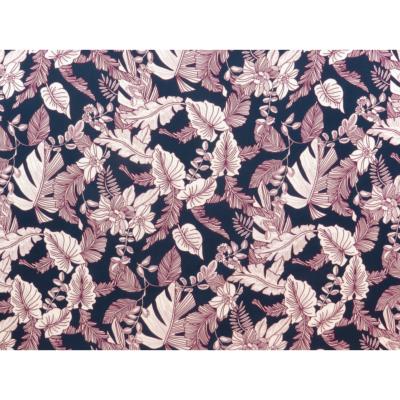 Coupon Voile de Viscose Tropical Marine / Bordeaux 90 cm x 140 cm