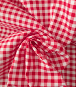 Tissu Sergé Léger Vichy 100 % Coton Rouge / Blanc
