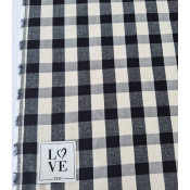 Tissu Toile Mélange Coton / Lin Carreaux Ecru & Noir