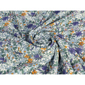 Tissu Voile Coton / Viscose Fleurs Violettes