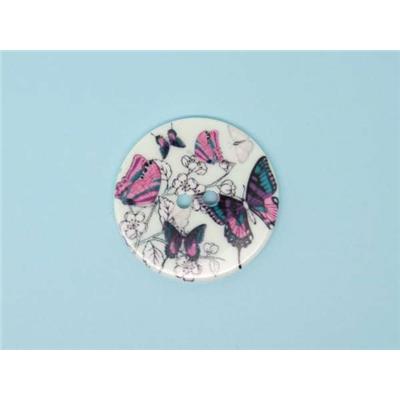 Bouton Rond Sérigraphié Papillon 28 mm