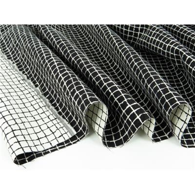 Tissu Jacquard Carreaux Noir & Blanc