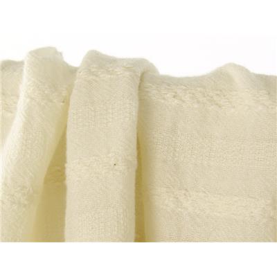 Coupon Coton Texturé Brodé Ecru 50 cm x 140 cm