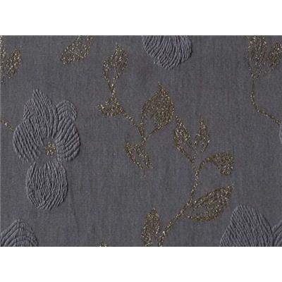 Tissu Jacquard / Lurex Doré Motifs Fleurs