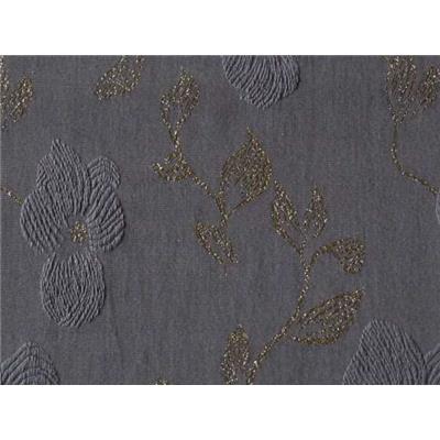 Tissu Jacquard / Lurex Doré Motifs Fleurs