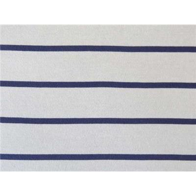 Tissu Jersey Coton Rayé Blanc / Bleu Marine
